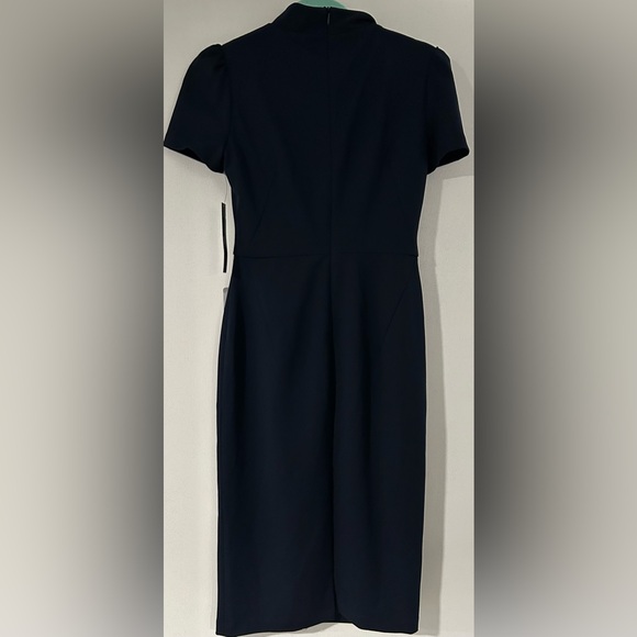 Maggy London Tie Mockneck Short Sleeve Sheath Dress - Picture 2 of 3